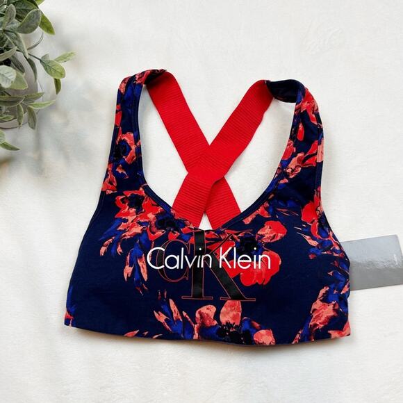 Calvin Klein Floral Racerback Sports Bra Size Small NWT - Picture 1 of 4